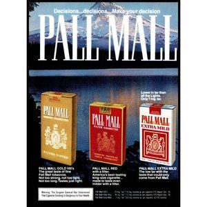 1977 Pall Mall Cigarettes Vintage Print Ad Mountains Lake Nature Wall Art Photo